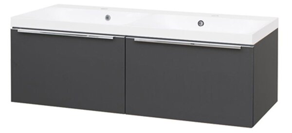 Mereo Mereo, Mailo, koupelnová skříňka s umyvadlem z litého mramoru 121 cm, bílá, dub, antracit, CN538M