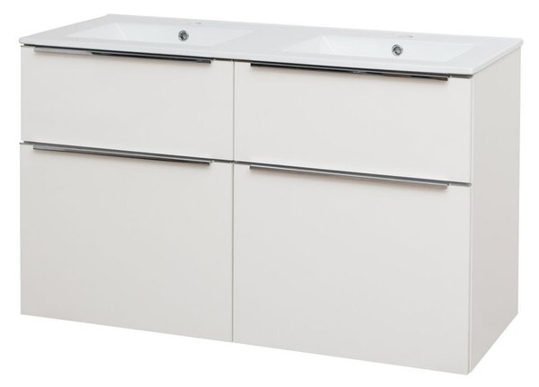 Mereo Mereo, Mailo, koupelnová skříňka s keramickým umyvadlem 121 cm, bílá, dub, antracit, CN513