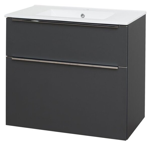 Mereo Mereo, Mailo, koupelnová skříňka s keramickým umyvadlem 81 cm, bílá, dub, antracit, CN531