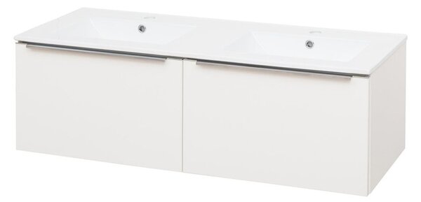 Mereo Mereo, Mailo, koupelnová skříňka s keramickým umyvadlem 121 cm, bílá, dub, antracit, CN518
