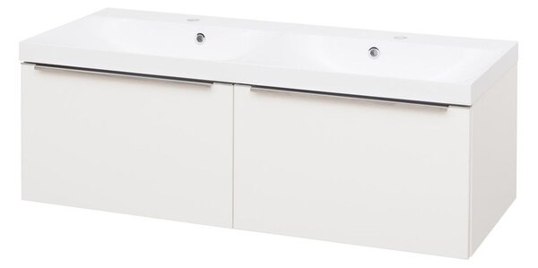 Mereo Mereo, Mailo, koupelnová skříňka s umyvadlem z litého mramoru 121 cm, bílá, dub, antracit, CN518M