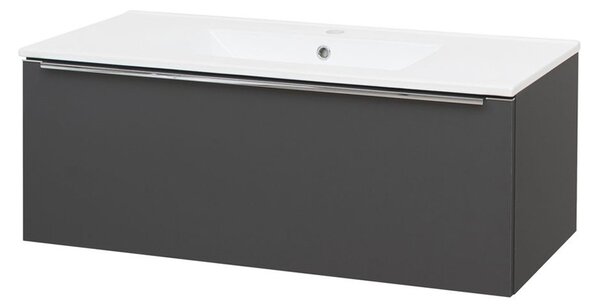 Mereo Mereo, Mailo, koupelnová skříňka s keramickým umyvadlem 101 cm, bílá, dub, antracit, CN537