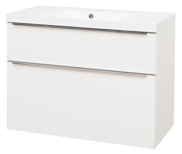 Mereo Mereo, Mailo, koupelnová skříňka s umyvadlem z litého mramoru 101 cm, bílá, dub, antracit, CN512M