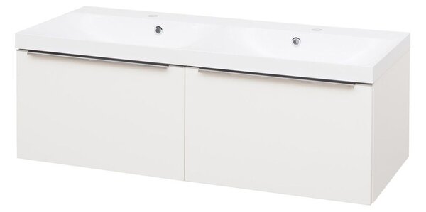 Mereo Mereo, Mailo, koupelnová skříňka s umyvadlem z litého mramoru 121 cm, bílá, dub, antracit, CN518M