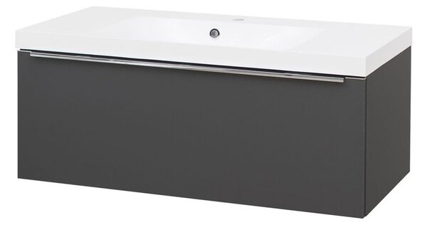 Mereo Mereo, Mailo, koupelnová skříňka s umyvadlem z litého mramoru 101 cm, bílá, dub, antracit, CN537M