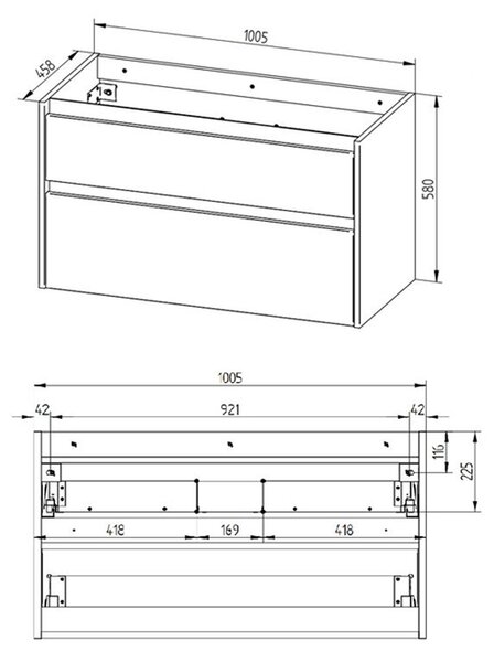 Mereo Mereo, Opto, koupelnová skříňka s keramickým umyvadlem 101 cm, bílá, dub, bílá/dub, černá, CN932