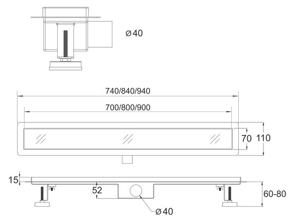 Mereo Mereo, Odtokový sprchový žlab STRIP, CZ121