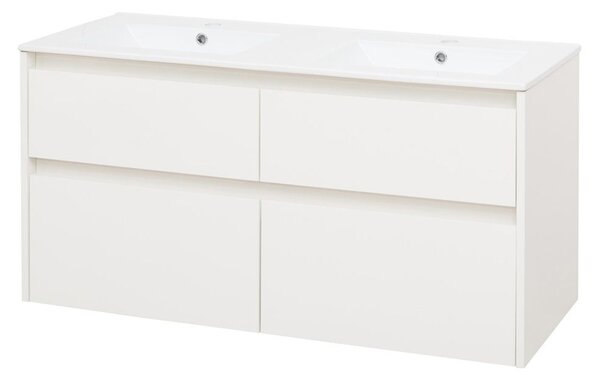 Mereo Mereo, Opto, koupelnová skříňka s keramickým umyvadlem 121 cm, bílá, dub, bílá/dub, černá, CN913