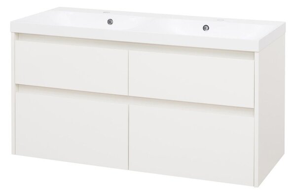 Mereo Mereo, Opto, koupelnová skříňka s umyvadlem z litého mramoru 121 cm, bílá, dub, bílá/dub, černá, CN913M