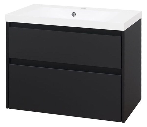 Mereo Mereo, Opto, koupelnová skříňka s umyvadlem z litého mramoru 81 cm, bílá, dub, bílá/dub, černá, CN941M