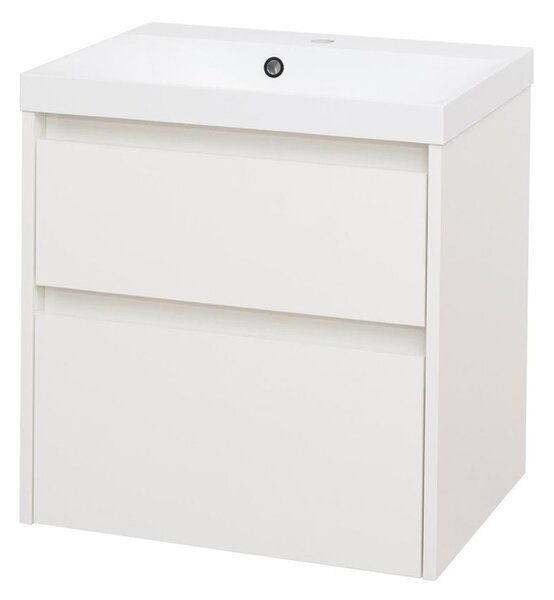 Mereo Mereo, Opto, koupelnová skříňka s umyvadlem z litého mramoru 61 cm, bílá, dub, bílá/dub, černá, CN910M