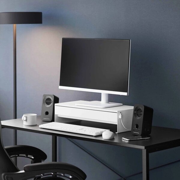 Bílý kovový stojan na monitor Tower – YAMAZAKI