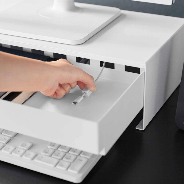 Bílý kovový stojan na monitor Tower – YAMAZAKI