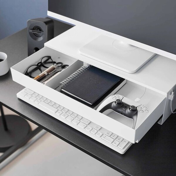 Bílý kovový stojan na monitor Tower – YAMAZAKI