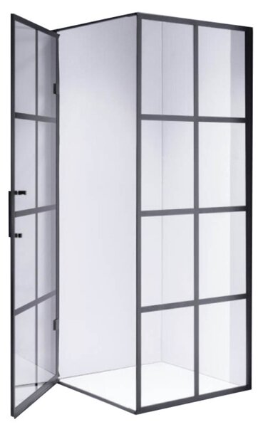 BPS-koupelny Čtvercový sprchový kout HYD-SK10B 90x90 černá/transparent - bez vaničky
