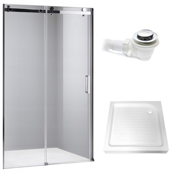 BPS-koupelny Posuvné sprchové dveře HYD-PD03B 100 chrom/transparent pro instalaci do niky + vanička HYD-OSV-SXL03C 100x80 bílá
