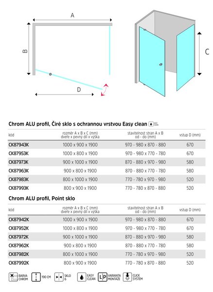 Mereo Mereo, Sprchový kout, Lima, obdélník, pivotové dveře a pevný díl, chrom ALU, sklo Čiré, CK87993K