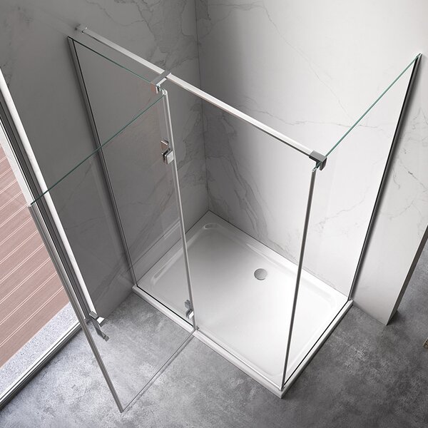 BPS-koupelny Obdélníkový sprchový kout KZ02C WH 110x80 chrom/transparent + vanička ST03B bílá