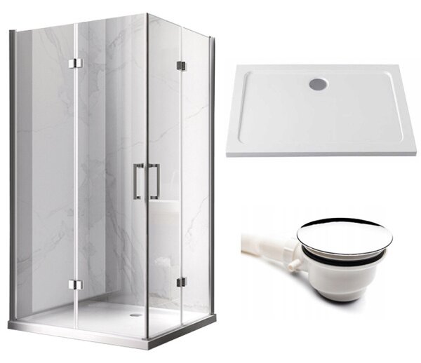 BPS-koupelny Obdélníkový sprchový kout HYD-OK13A 100x90 chrom/transparent + vanička HYD-OSV-ST04A bílá