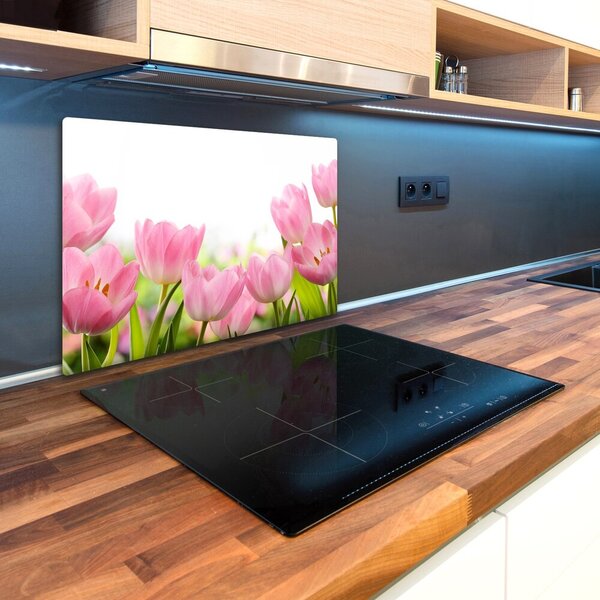 Deska na krájení skleněná Růžové tulipány pl-ko-80x52-f-76412458