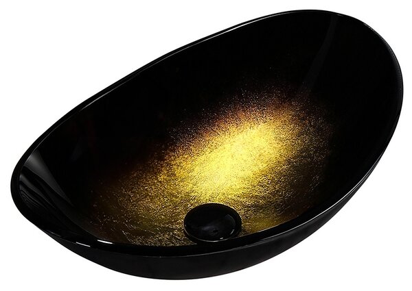 BPS-koupelny Keramické umyvadlo na desku HYD-LI-GL-BL-530 54x37 cm, zlaté lesk