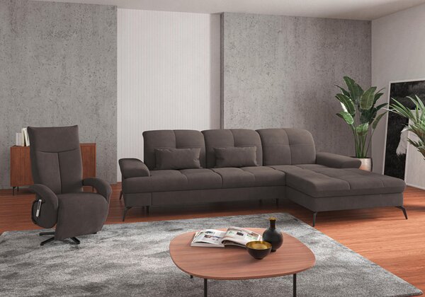 ROHOVÁ SEDAČKA, textil, barvy grafitu Sit & More - Sedací soupravy, Online Only