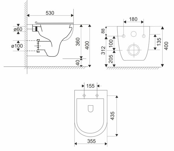 Mereo Mereo, WC komplet pro zazdění s přislušenstvím, MM01SETR