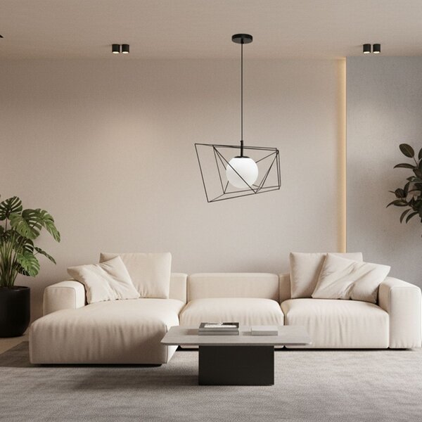 Toolight Toolight, závěsná stropní lampa 1xE27 APP1022-1CP, černá-bílá, OSW-06112