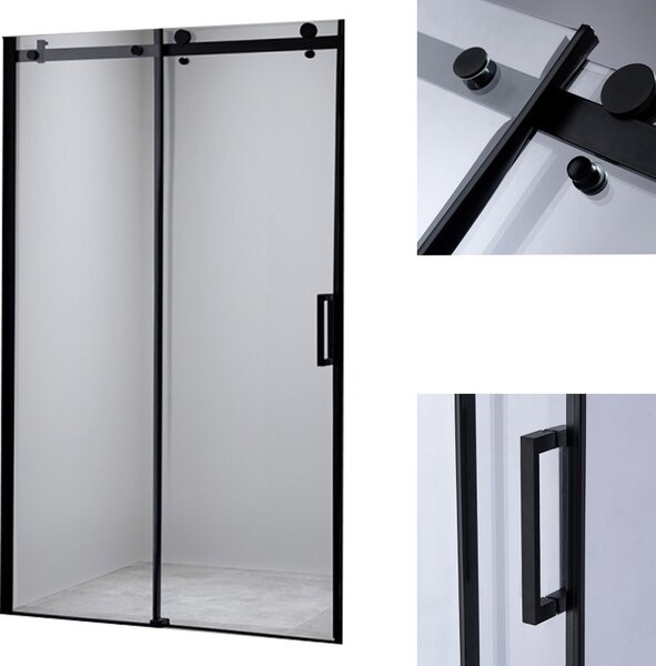 BPS-koupelny Posuvné sprchové dveře HYD-PD03C 110 černá/transparent pro instalaci do niky - bez vaničky