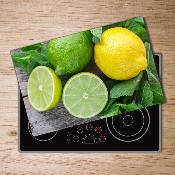 Kuchyňská deska velká skleněná Limetka a citron pl-ko-80x52-f-81072206