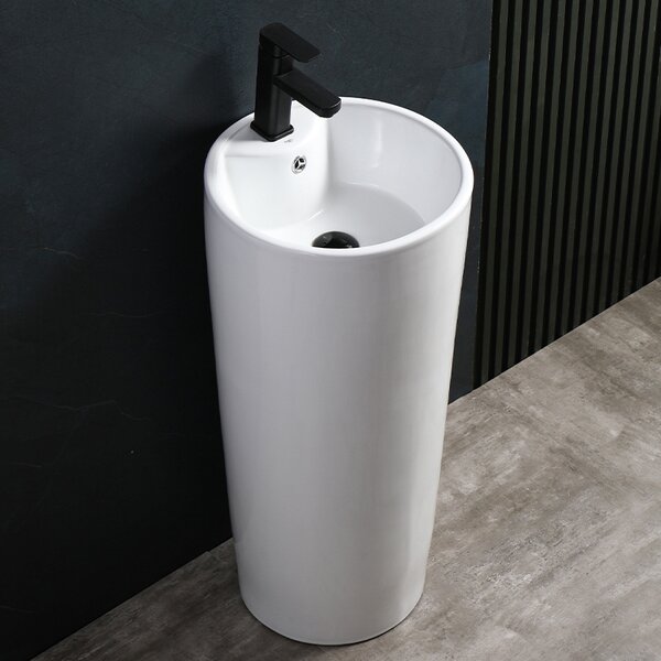 BPS-koupelny Volně stojící keramické umyvadlo HYD-LO-WH-400 ø40 cm, bílé