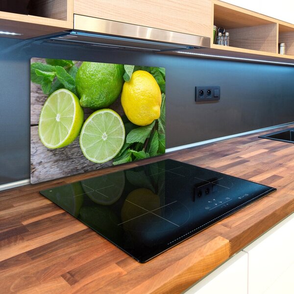 Kuchyňská deska velká skleněná Limetka a citron pl-ko-80x52-f-81072206