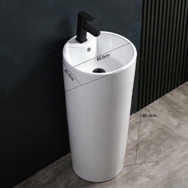 BPS-koupelny Volně stojící keramické umyvadlo HYD-LO-WH-400 ø40 cm, bílé