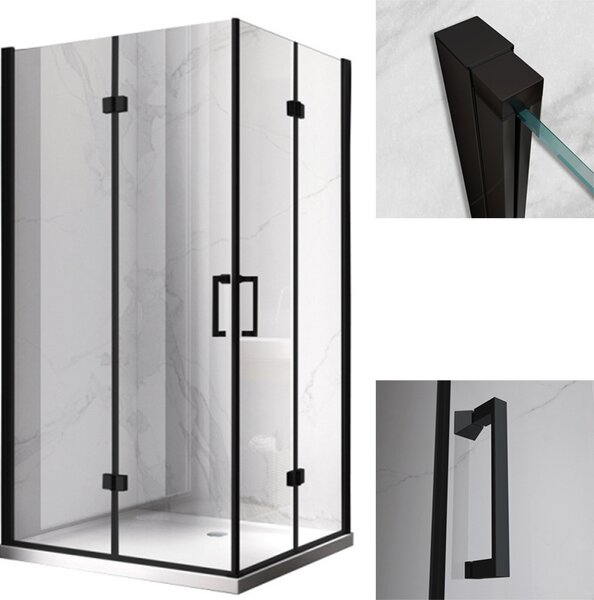 BPS-koupelny Obdélníkový sprchový kout ZES KZ12D BL 120x80 černá/transparent - bez vaničky