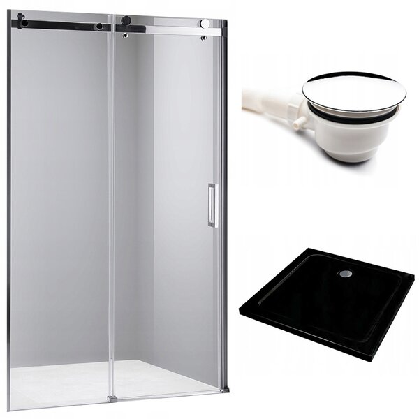 BPS-koupelny Posuvné sprchové dveře HYD-PD03B 100 chrom/transparent pro instalaci do niky + vanička HYD-OSV-ST06A 100x100 bílá