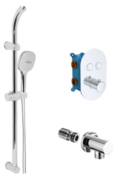 Mereo Mereo, Vanový set s termostatickou podomítkovou tlačítkovou baterií - 2-cestná - oválný kryt, CB60106TB1