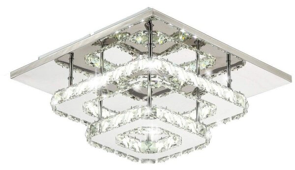 Toolight Toolight, LED 24W krystalová stropní lampa čtvercová APP410-C, chromová-zlatá, OSW-65008