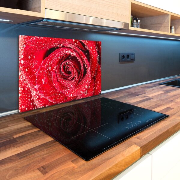 Deska na krájení tvrzená Kapky vody na růži pl-ko-80x52-f-83790041