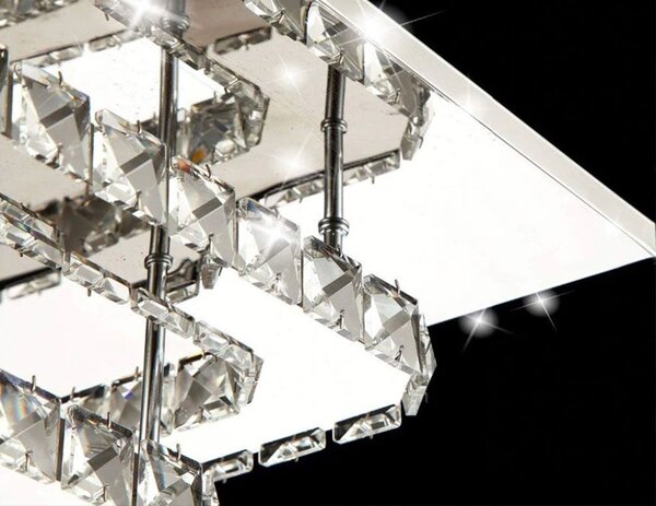 Toolight Toolight, LED 24W krystalová stropní lampa čtvercová APP410-C, chromová-zlatá, OSW-65008
