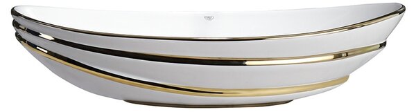 BPS-koupelny Keramické umyvadlo na desku HYD-LI-WH-GL-LN-625 62x36 cm, bílá / zlatá lesk