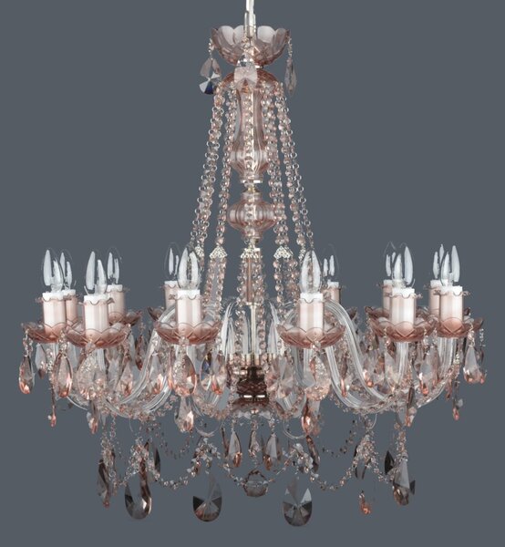 DBK GLASS 12ramenný křišťálový lustr v přírodní barvě Topaz 1740-12-NK-SMOKE-clear-arms