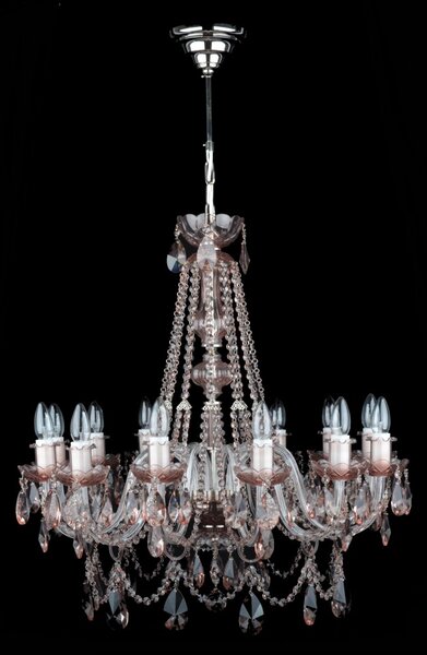 DBK GLASS 12ramenný křišťálový lustr v přírodní barvě Topaz 1740-12-NK-SMOKE-clear-arms