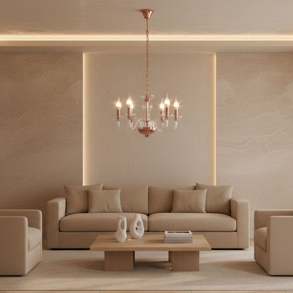 Toolight Toolight, stropní lampa na zavěšení 6xE14 APP1081-6CP, růžové zlato, OSW-00681