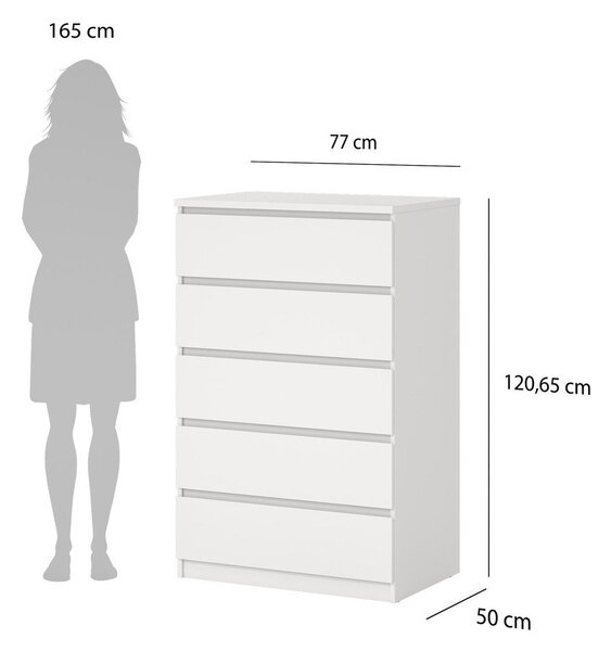 Bílá komoda 77x121x50 cm Naia – Tvilum