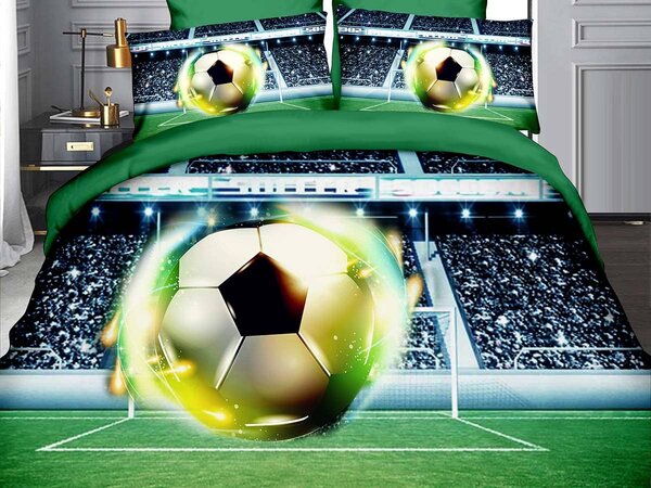 Ložní povlečení mikrovlákno 3D fotbal II 140x200 cm, 70x90 cm, 40x40 cm