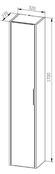 Mereo Mereo, Vigo, koupelnová skříňka vysoká 170 cm, levé nebo pravé otevírání, bílá, dub, CN331
