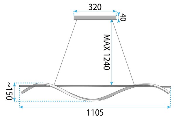Toolight Závěsné LED osvětlení Modern D18 LHJ019-CP 120 cm černá