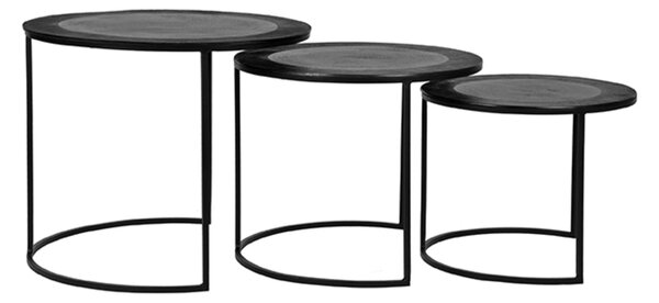 Set 3 černých kovových konferenčních stolků Trid