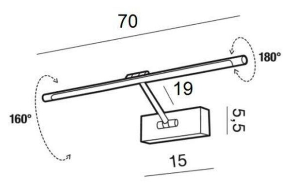 LED Nástěnné svítidlo AZzardo Davinci 70 chrome AZ2656 12W 835lm 3000K IP20 70cm chromové
