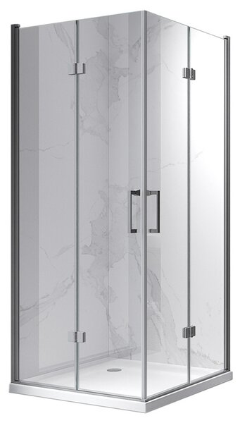BPS-koupelny Čtvercový sprchový kout HYD-SK08B 80x80 kartáčovaná ocel/transparent - bez vaničky